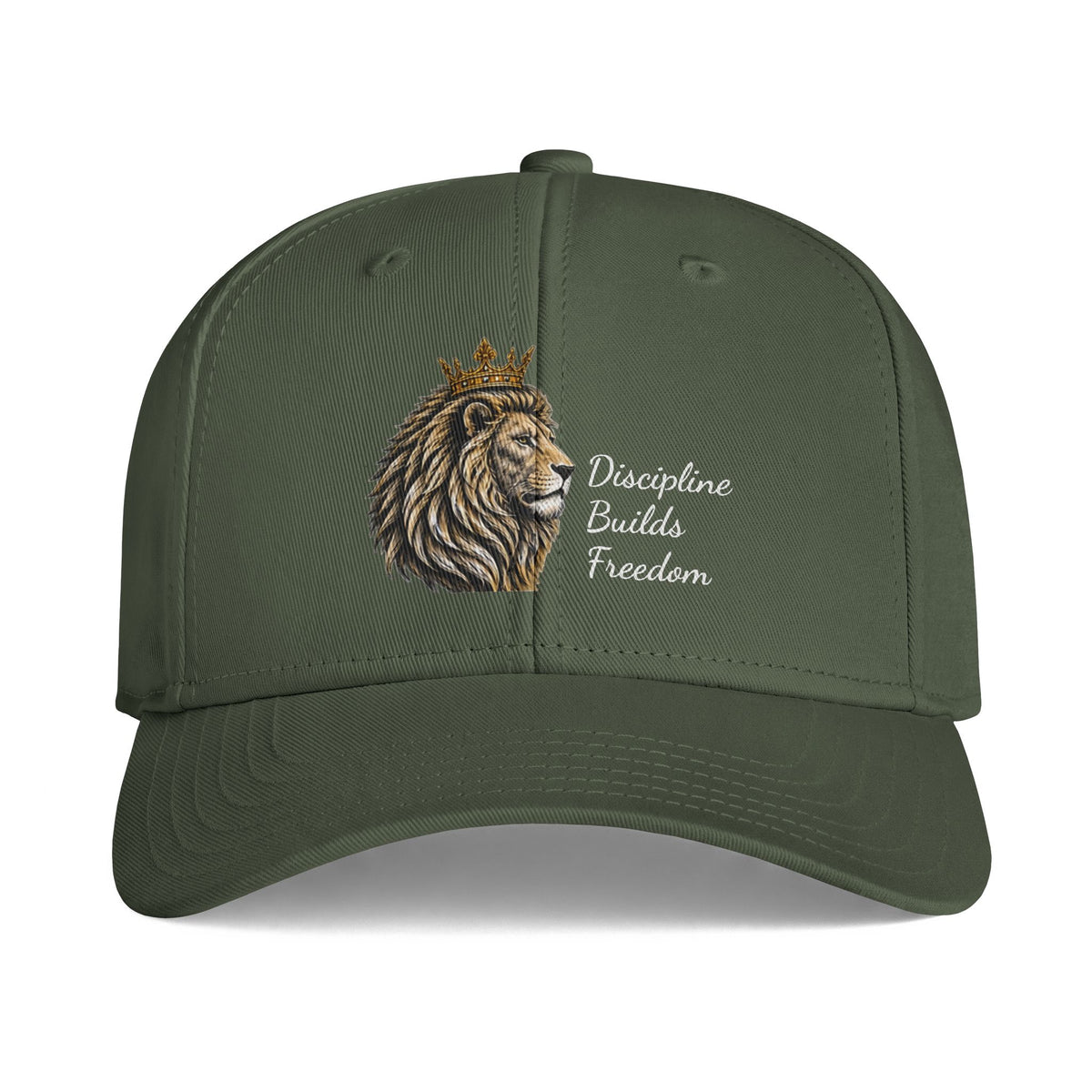 Lion Crown Cap - "Discipline Builds Freedom" Embroidered Baseball Hat