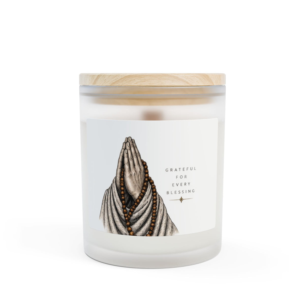 Frosted Prayer Hands Candle — "Grateful for Every Blessing" 11oz Scented Glass Jar