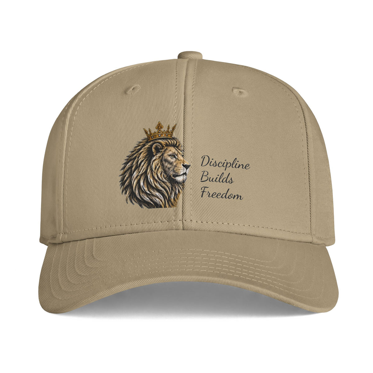 Lion Crown Cap - "Discipline Builds Freedom" Embroidered Baseball Hat