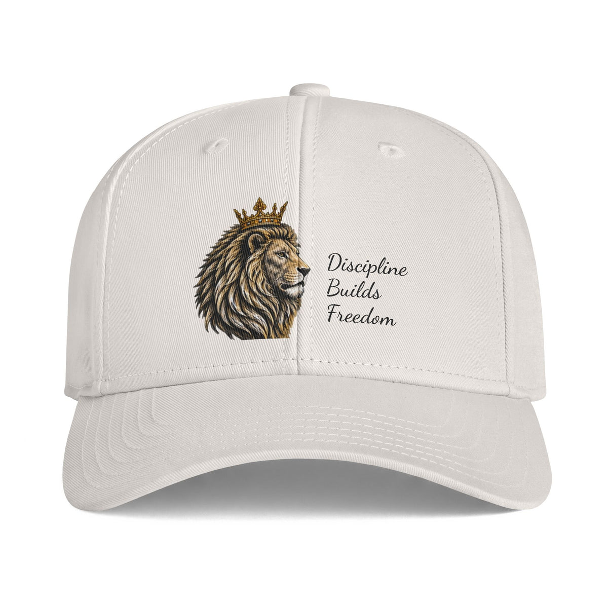 Lion Crown Cap - "Discipline Builds Freedom" Embroidered Baseball Hat