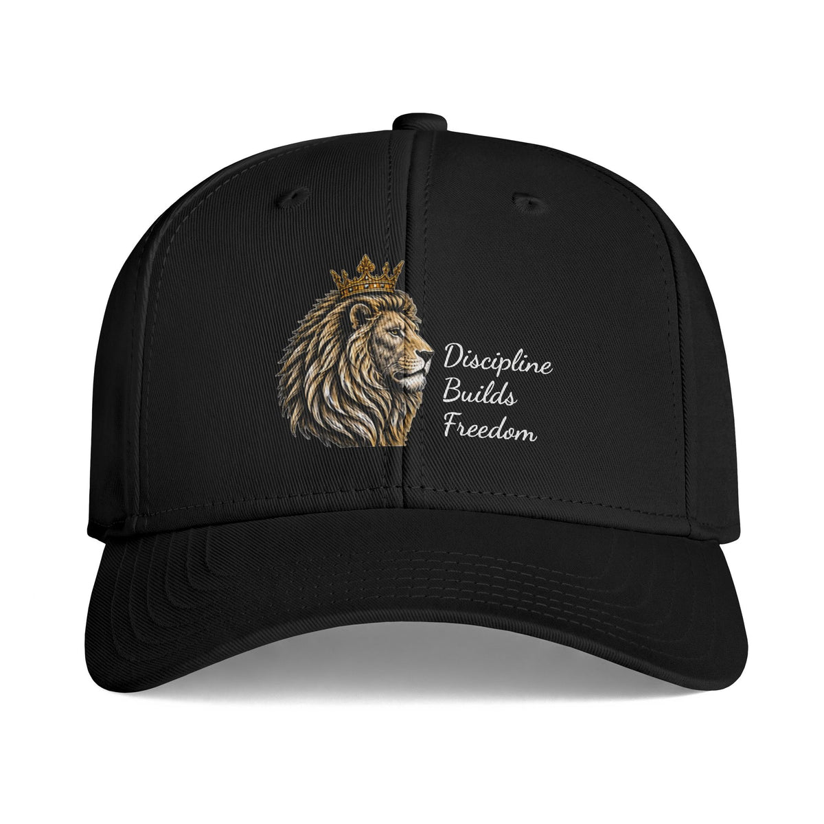 Lion Crown Cap - "Discipline Builds Freedom" Embroidered Baseball Hat