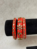 Red kundan threaded Bangles